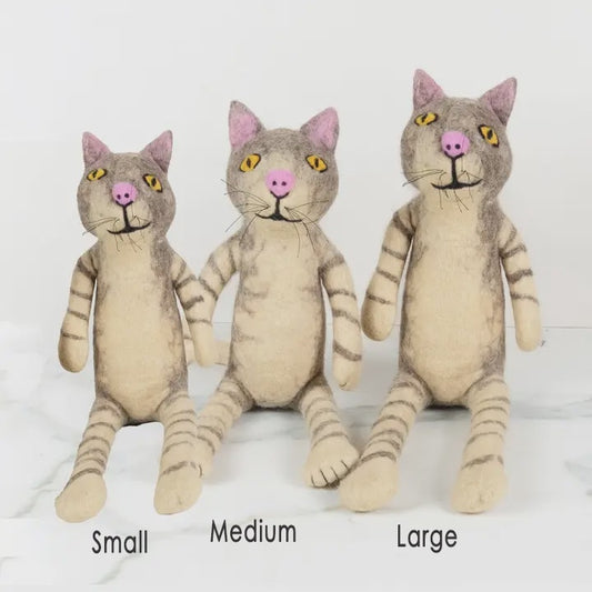 Gray and Tan Felt Sitting Cat
