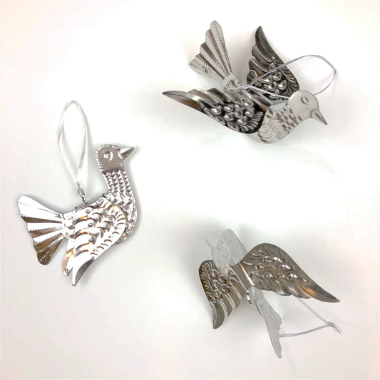 Hand-cut Embossed Tin Doves