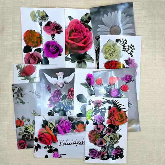 Hand-tinted Vintage Flower Photo-Postcards
