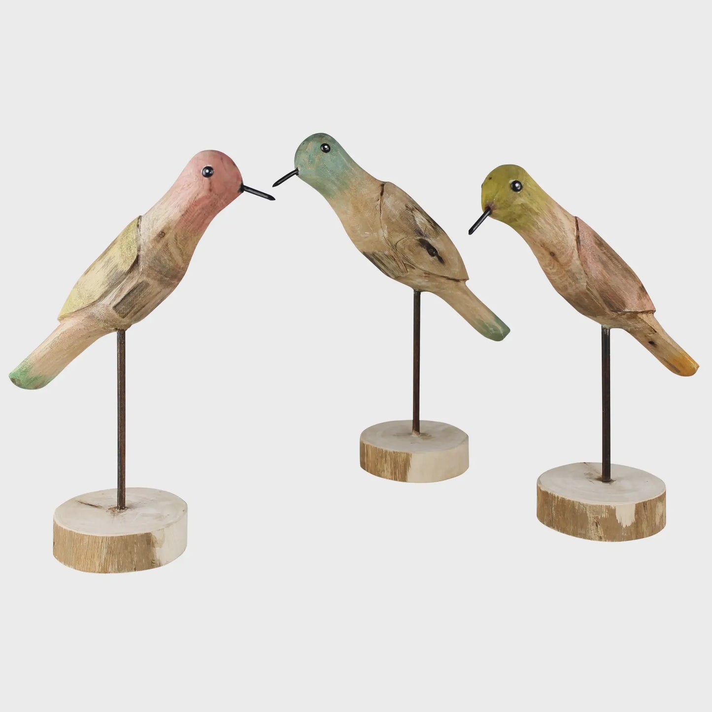 Handpainted Wood Parakeets