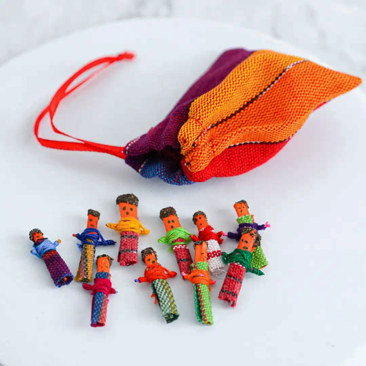 Tiny Guatemalan Worry Dolls in a Bag