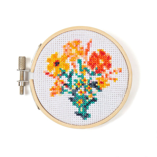 Mini Cross Stitch Embroidery Kit - Flower Bouquet