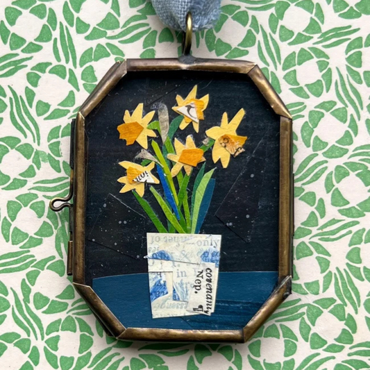 Daffodils in Blue Art Locket
