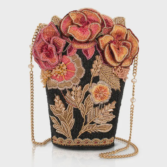 Floral Bouquet Beaded Crossbody Handbag