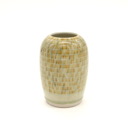 Olive Vase with Stripes by G. Ventura Ceramics