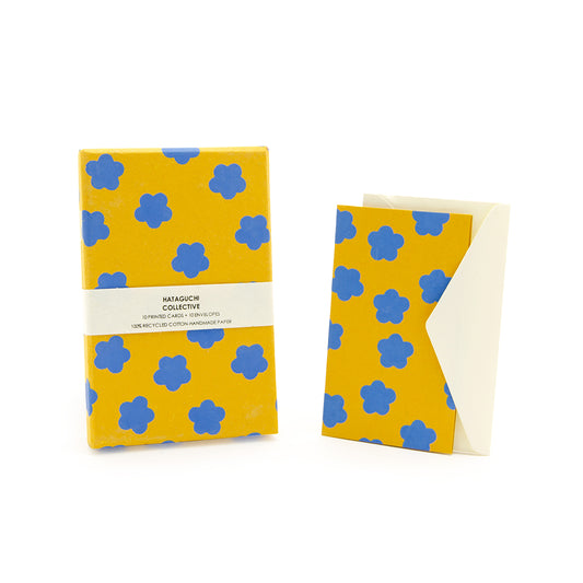 Recycled Cotton Notecard Set - Mieko Flower Orange