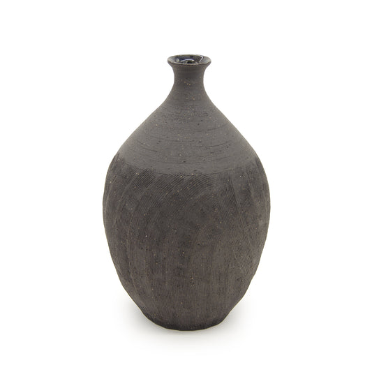 Carved Black Vase Tall by Jonathan Yamakami Ceramics