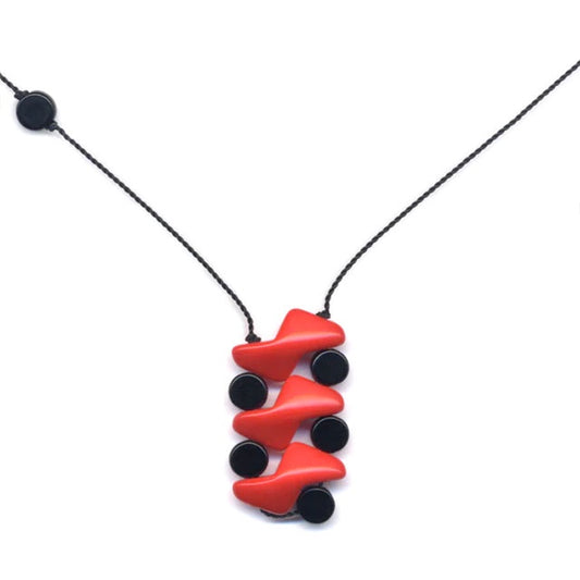 Red and Black Zigzag Necklace by I. Ronni Kappos