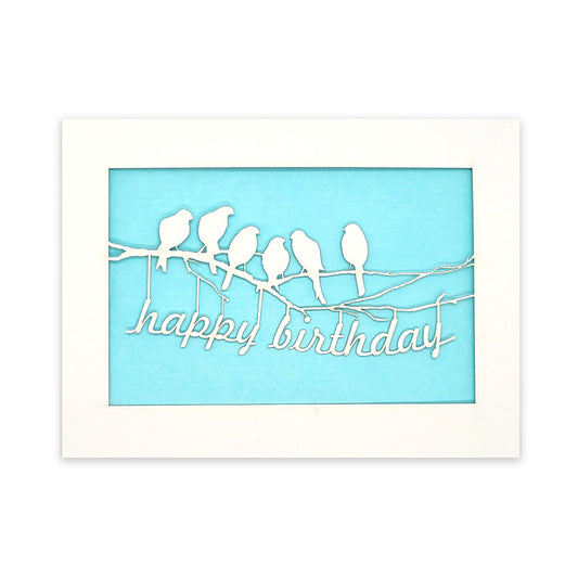 Birds on Branch Birthday Laser Cut Card