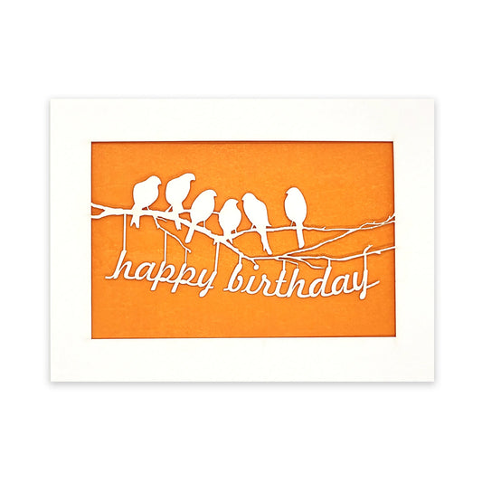 Birds on Branch Birthday Laser Cut Card