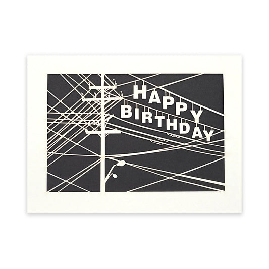 Telephone Lines Birthday Laser Cut Card (Assorted Colors)
