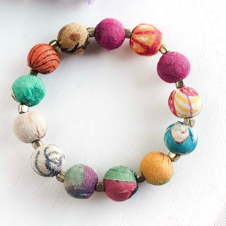 Kantha Bauble Bracelet - Multicolor - Small