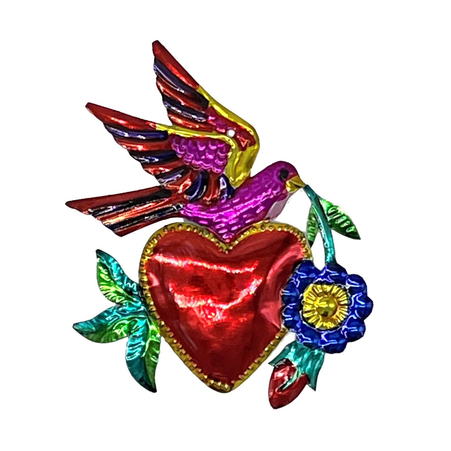 Tin Ornament - Heart and Dove