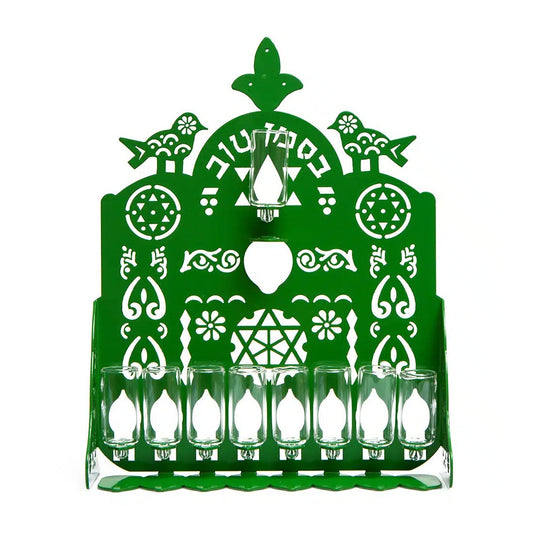 Moroccan Bird Menorah - Green