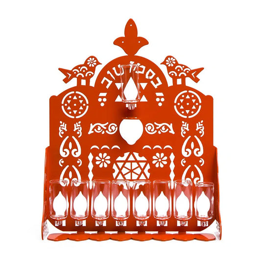 Moroccan Bird Menorah - Orange