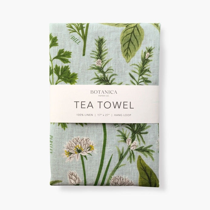 Herb Garden Linen Tea Towel