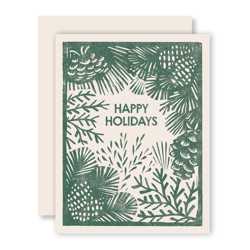 Happy Holidays Greenery Card