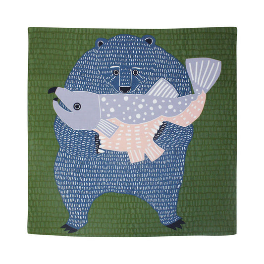 Furoshiki - Bear with Salmon Green