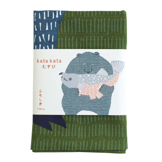 Furoshiki - Bear with Salmon Green