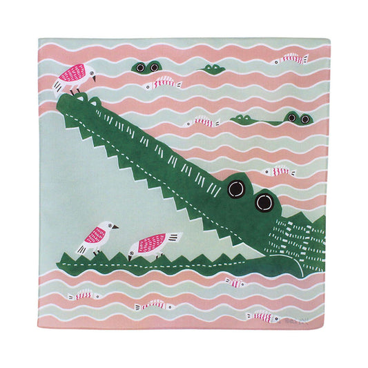 Furoshiki - Crocodile and Birds Pink