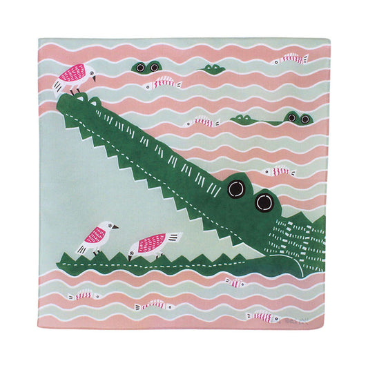Furoshiki - Crocodile and Birds Pink