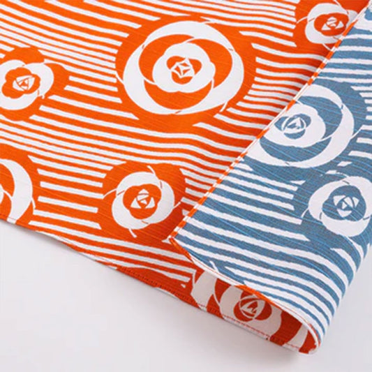 Furoshiki - Reversible Camellia - Orange + Blue