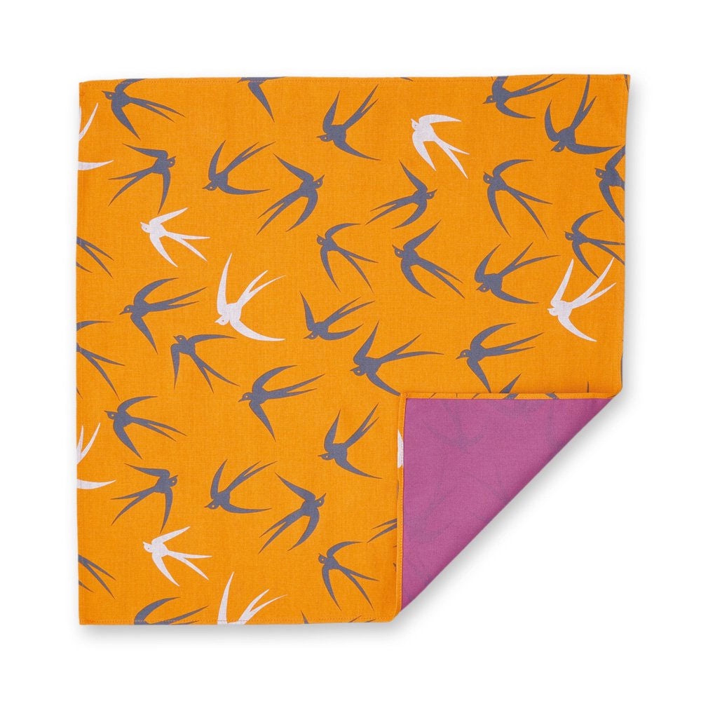 Furoshiki - Reversible Swallows Orange