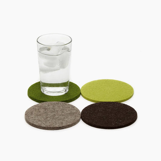 Round Felt Coaster Set - Forest