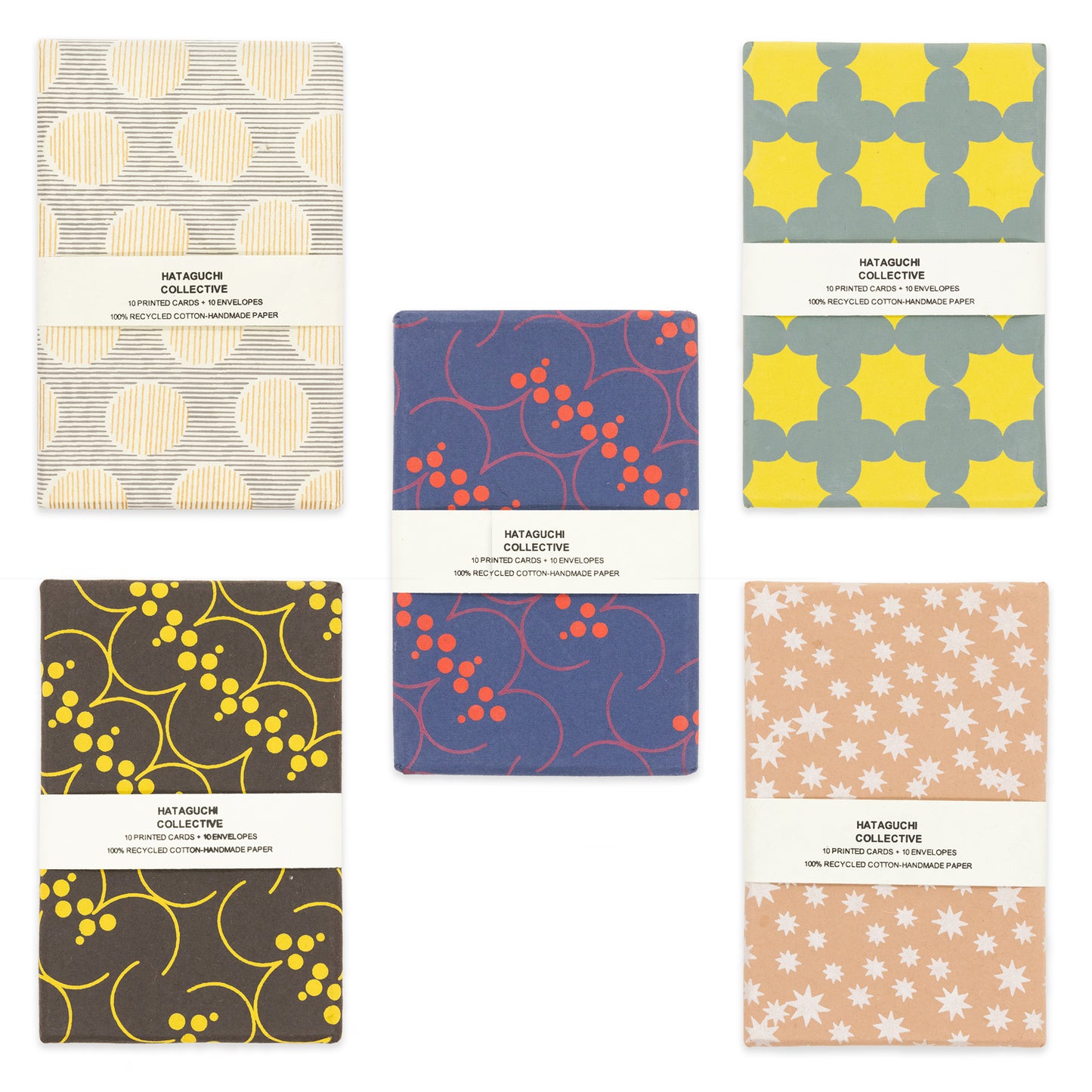 Recycled Cotton Notecard Set - Shima-Maru Grey x Gold