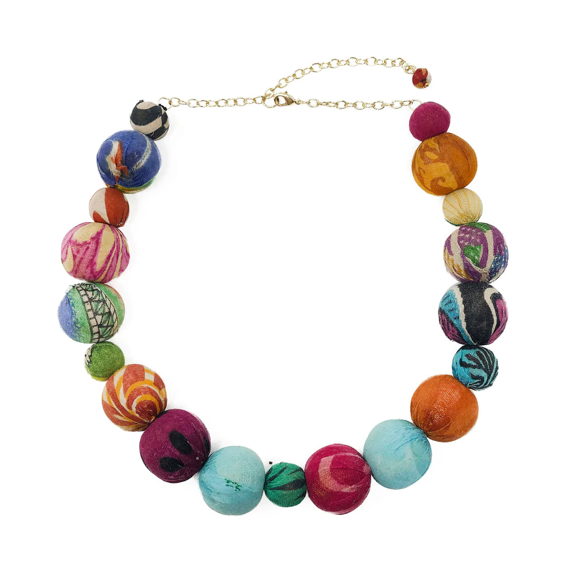 Kantha Bauble Collar Necklace - Multicolor