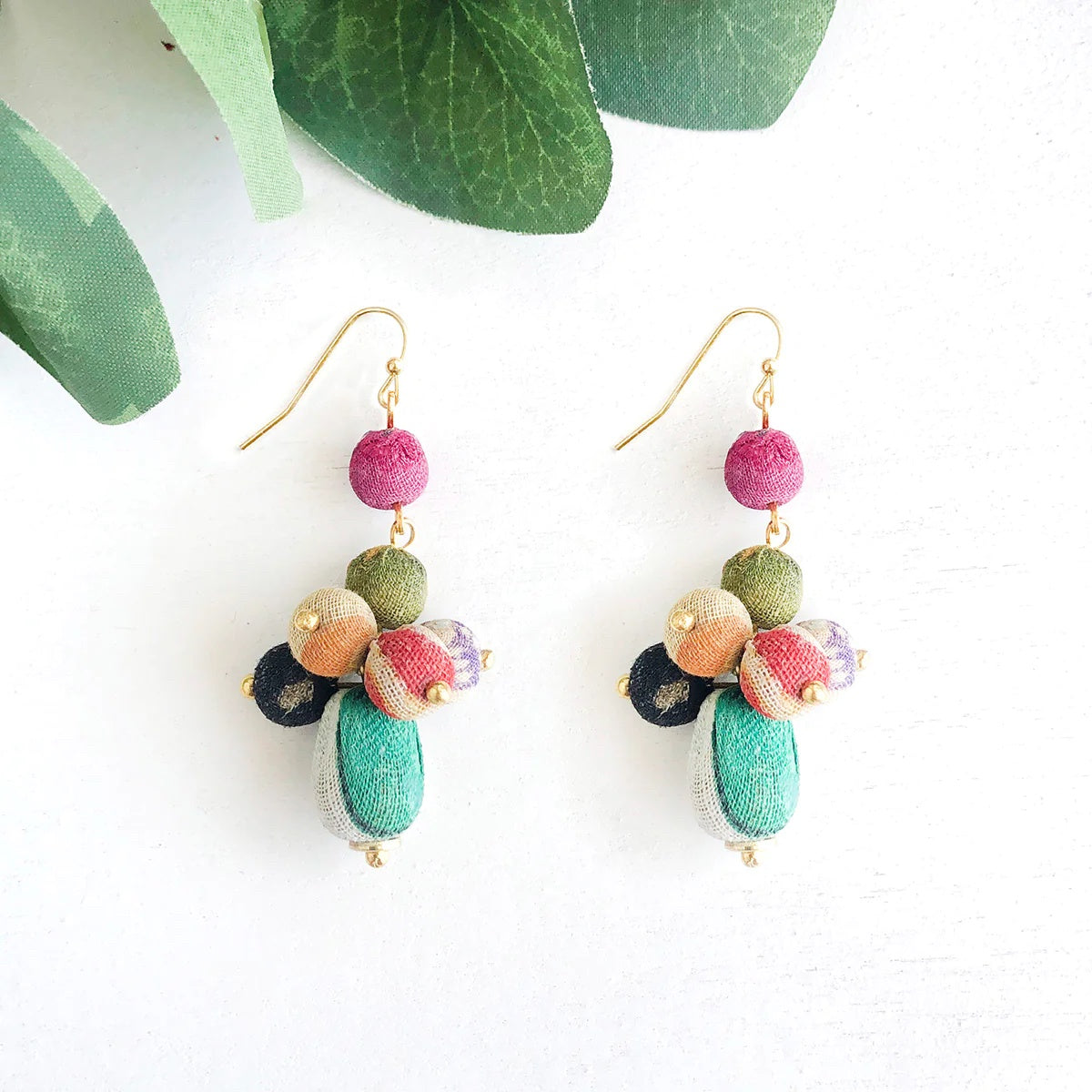 Tiered Droplet Kantha Earrings