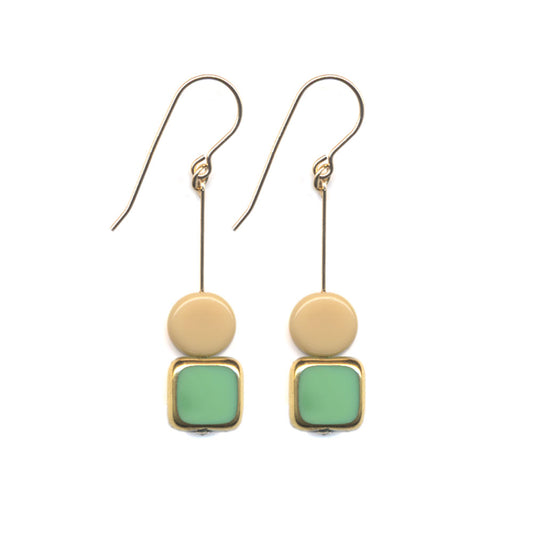 Green Square with Cream Earrings by I. Ronni Kappos