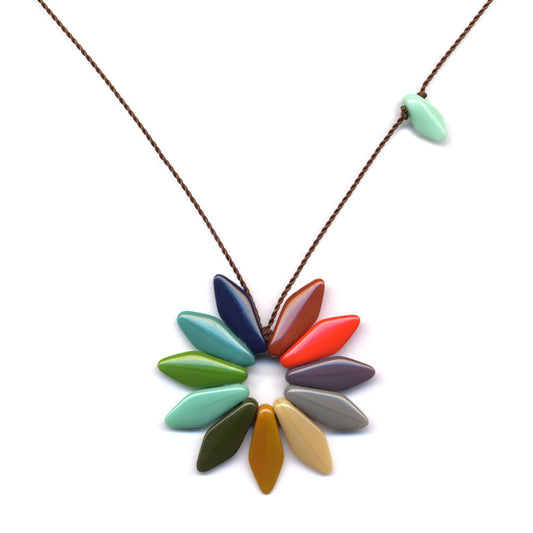 Rainbow Flower Pendant Necklace by I. Ronni Kappos - Large