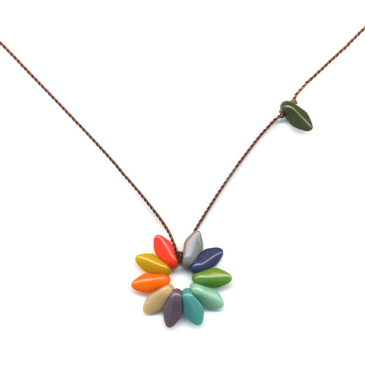 Rainbow Flower Pendant Necklace by I. Ronni Kappos - Small