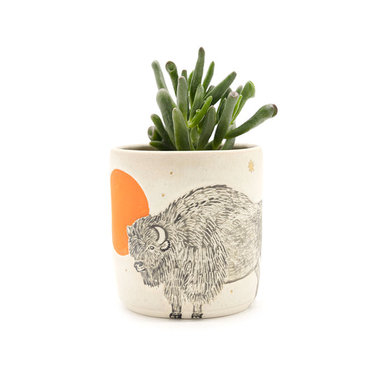 Animal Cup / Planter by Lizbeth Navarro Ceramics - Bison