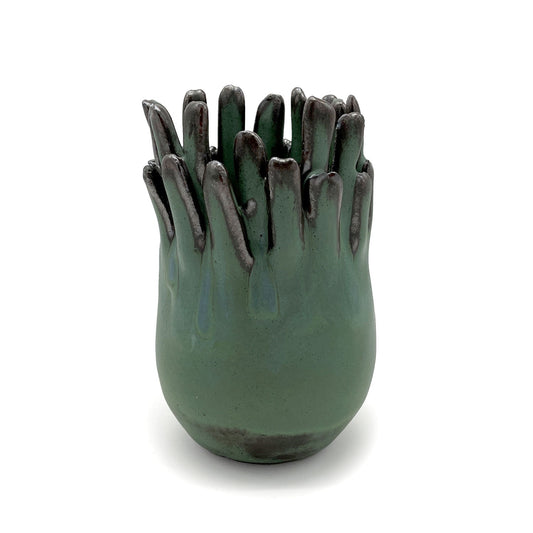 Green and Black Succulent Vase by Mari Nakamura