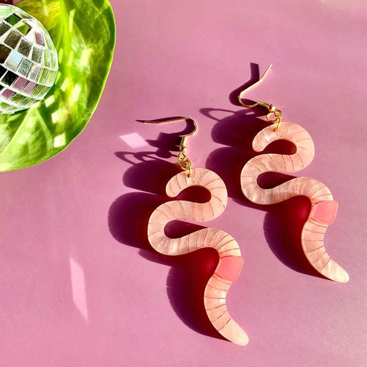 Wiggly Worms Acrylic Earrings by Not Picasso