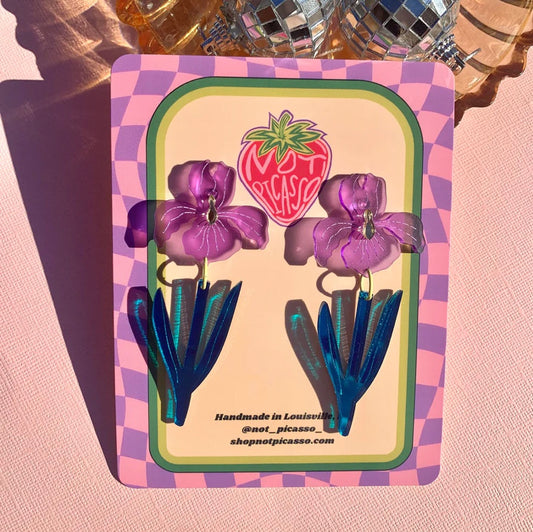 Irises Acrylic Earrings by Not Picasso