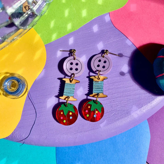 Sew Cute Acrylic Earrings by Not Picasso