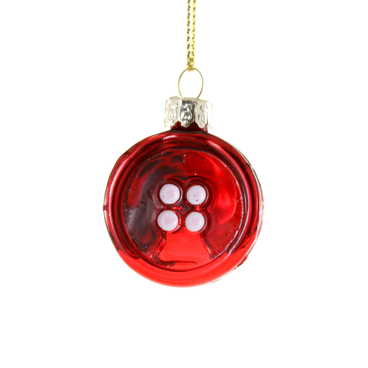 Red Button Glass Ornament