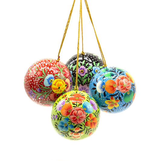 Floral Painted Papier Mache Ornament