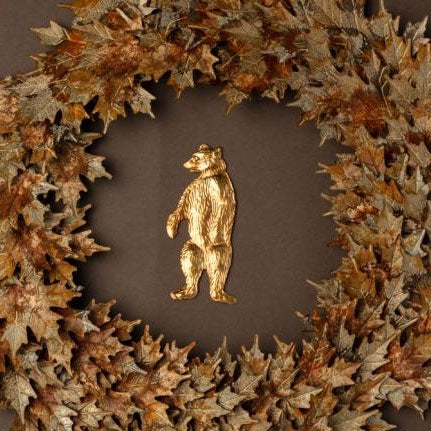 Pressed Metal Ornament - Standing Bear / Gold