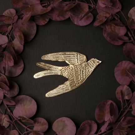 Pressed Metal Ornament - Bird / Gold / Silver