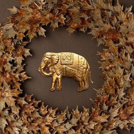 Pressed Metal Ornament - Elephant / Gold