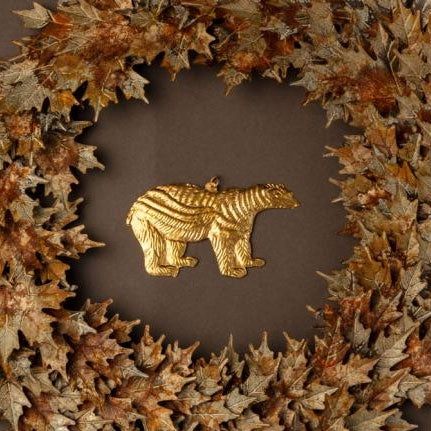 Pressed Metal Ornament - Polar Bear / Gold