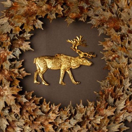 Pressed Metal Ornament - Stag / Gold