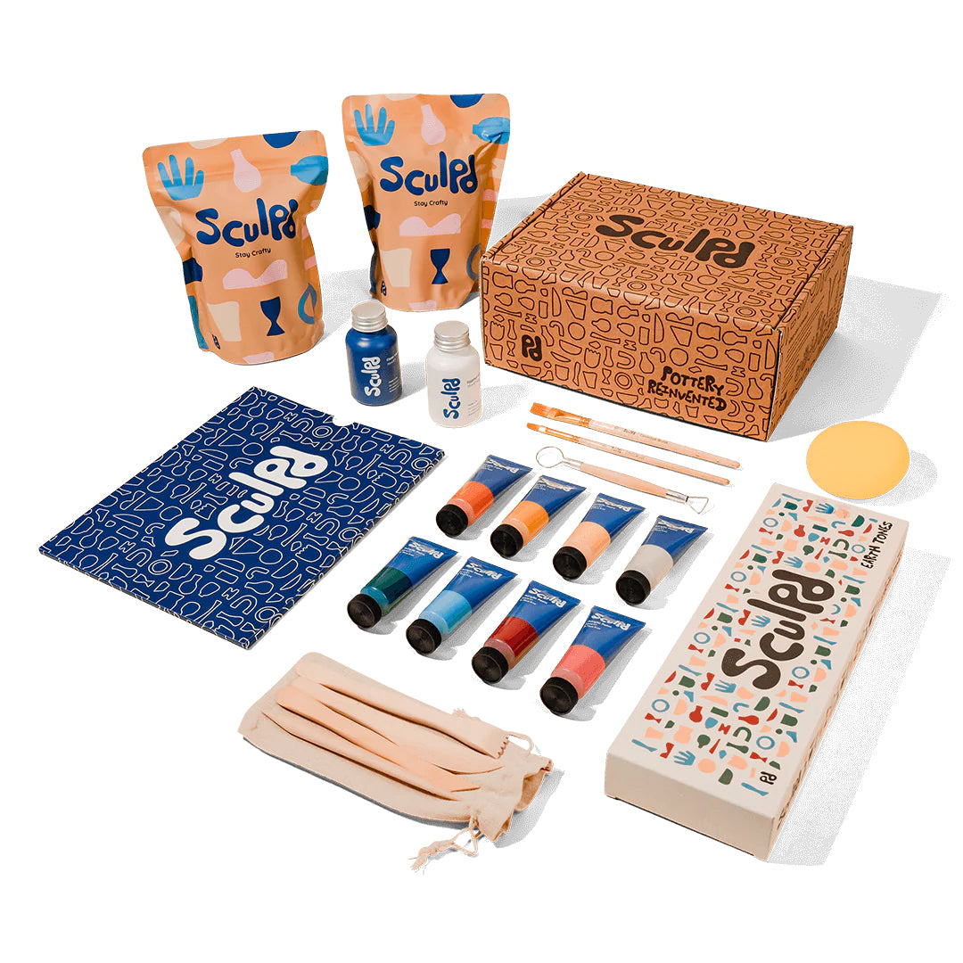 Sculpd DIY Pottery Kit with Earth Tone Paints