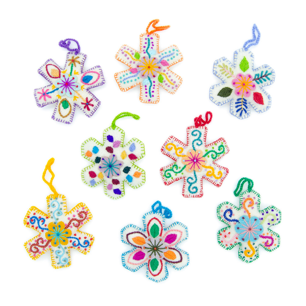 Embroidered Snowflake Ornament (Assorted)