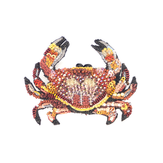 Orange Stone Crab Brooch Pin