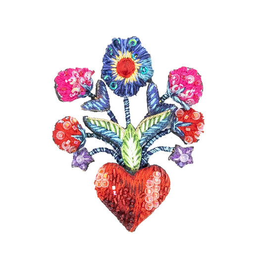 Frida's Flowers Heart Brooch Pin
